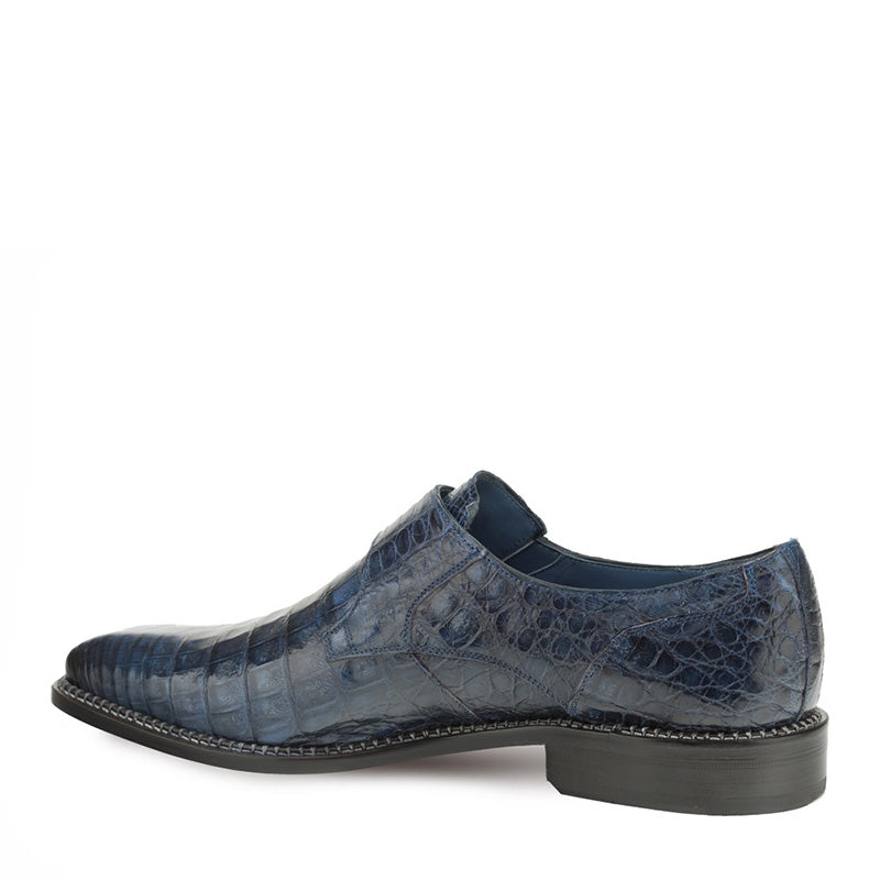 Mezlan Magnus Crocodile Monk Strap Shoes Blue