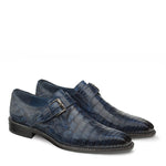 Mezlan Magnus Crocodile Monk Strap Shoes Blue
