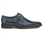 Mezlan Magnus Crocodile Monk Strap Shoes Blue