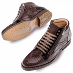 Mezlan Manson Crocodile Calfskin Suede Boots Brown