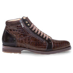 Mezlan Manson Crocodile Calfskin Suede Boots Brown