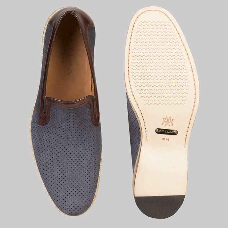Mezlan Marcet Suede / Calfskin Shoes Blue / Brown