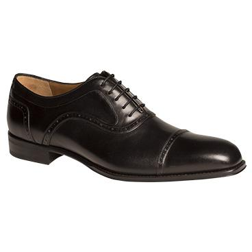Mezlan March Cap Toe Shoes Burnished Black