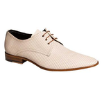 Mezlan Martini Punched Calfskin Derby Shoes Bone