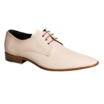 Mezlan Martini Punched Calfskin Derby Shoes Bone