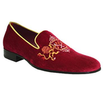 Mezlan Maurice Velvet Loafers Red / Gold