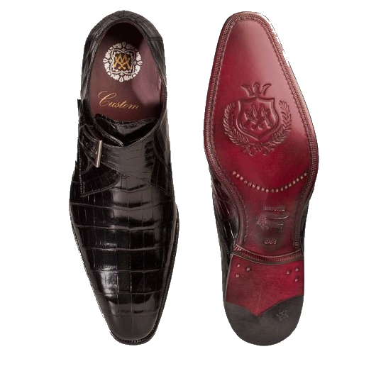Mezlan Mauricio Alligator Monk Strap Shoes Black