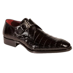 Mezlan Mauricio Alligator Monk Strap Shoes Black