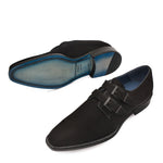 Mezlan Meier Suede Double Monkstrap Dress Shoes Black