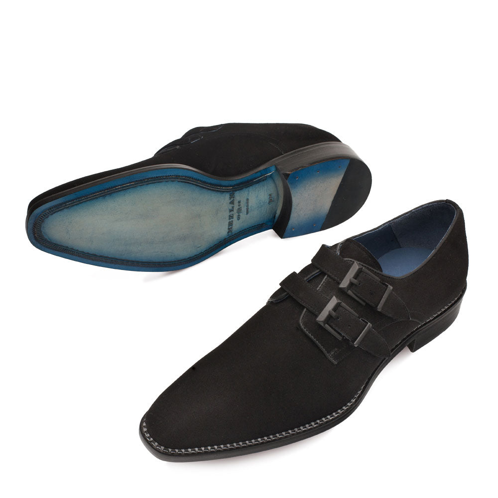 Mezlan Meier Suede Double Monkstrap Dress Shoes Black