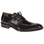 Mezlan Mercouri Crocodile & Calfskin Derby Shoes Black