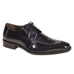 Mezlan Mercouri Crocodile & Calfskin Derby Shoes Blue
