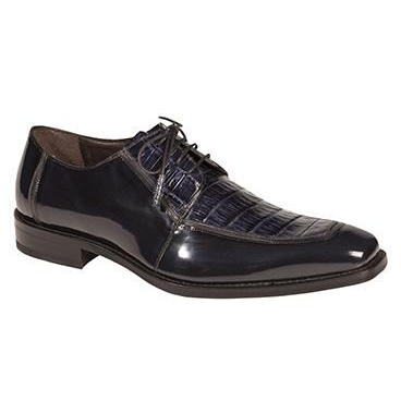 Mezlan Mercouri Crocodile & Calfskin Derby Shoes Blue