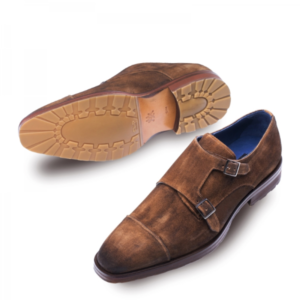 Mezlan Miguel Suede Monk Strap Tan