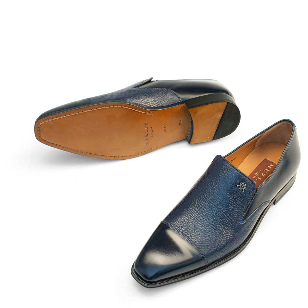 Mezlan Milani Deerskin Cap Toe Loafers Blue (Milani)