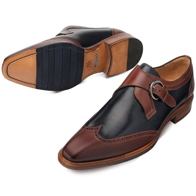 Mezlan Modesto Calfskin Shoes Cognac / Blue