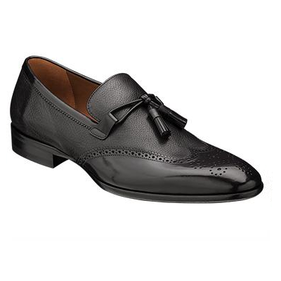 Mezlan Molini Wingtip Tassel Loafers Black