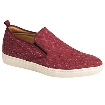 Mezlan Moneo Embossed Suede Sneakers Burgundy