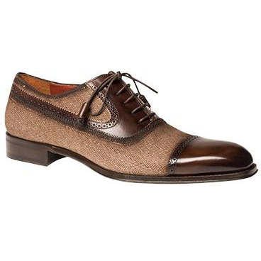 Mezlan Monpou Calfskin & Suede Cap Toe Shoes Brown / Taupe