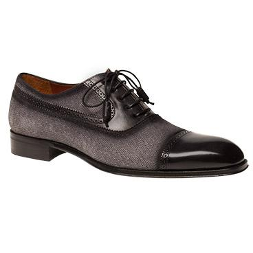 Mezlan Monpou Calfskin & Suede Cap Toe Shoes Graphite / Gray