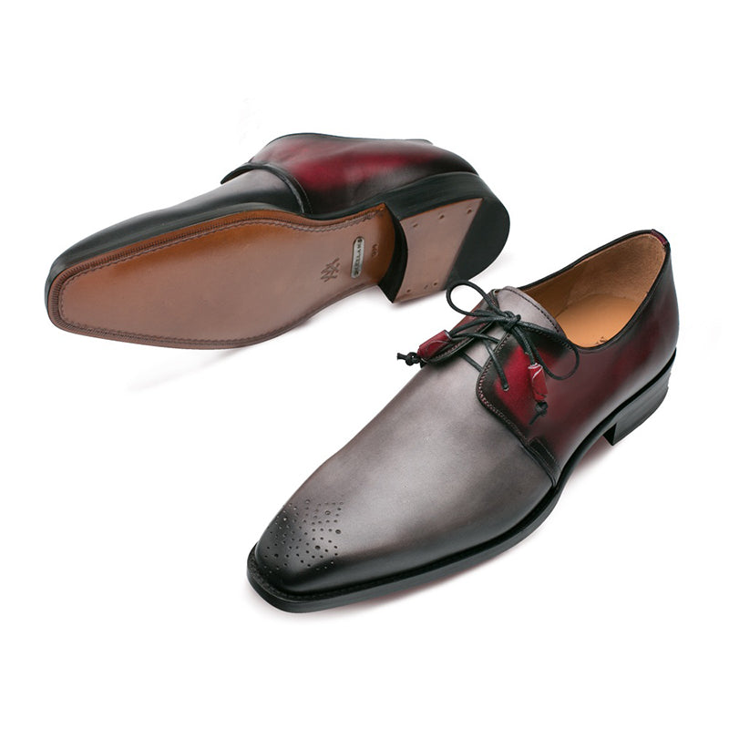 Mezlan Montes Calfskin Shoes Grey/Burgundy