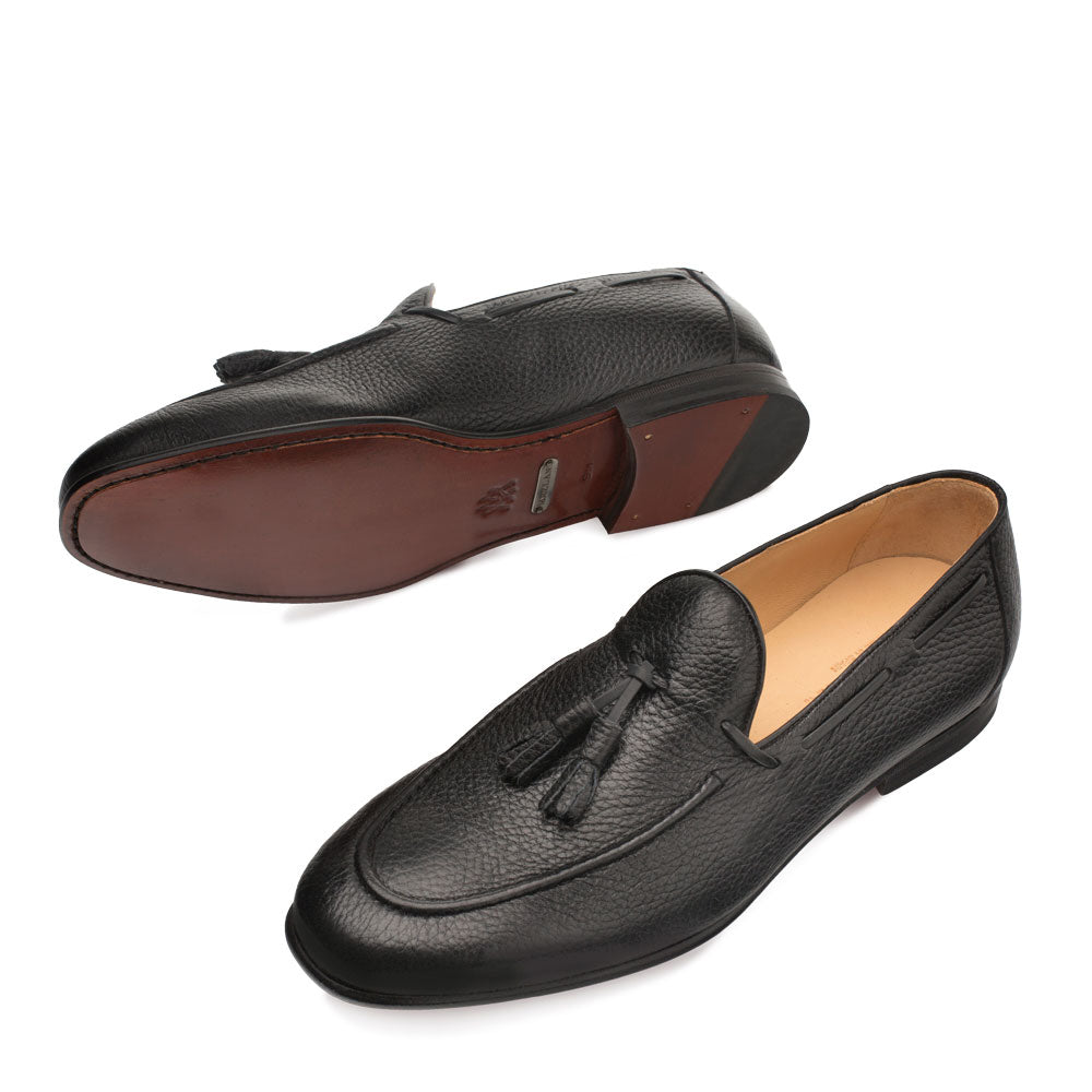 Mezlan Montier Deerskin Tassel Loafers Black