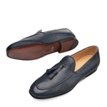 Mezlan Montier Deerskin Tassel Loafer Blue