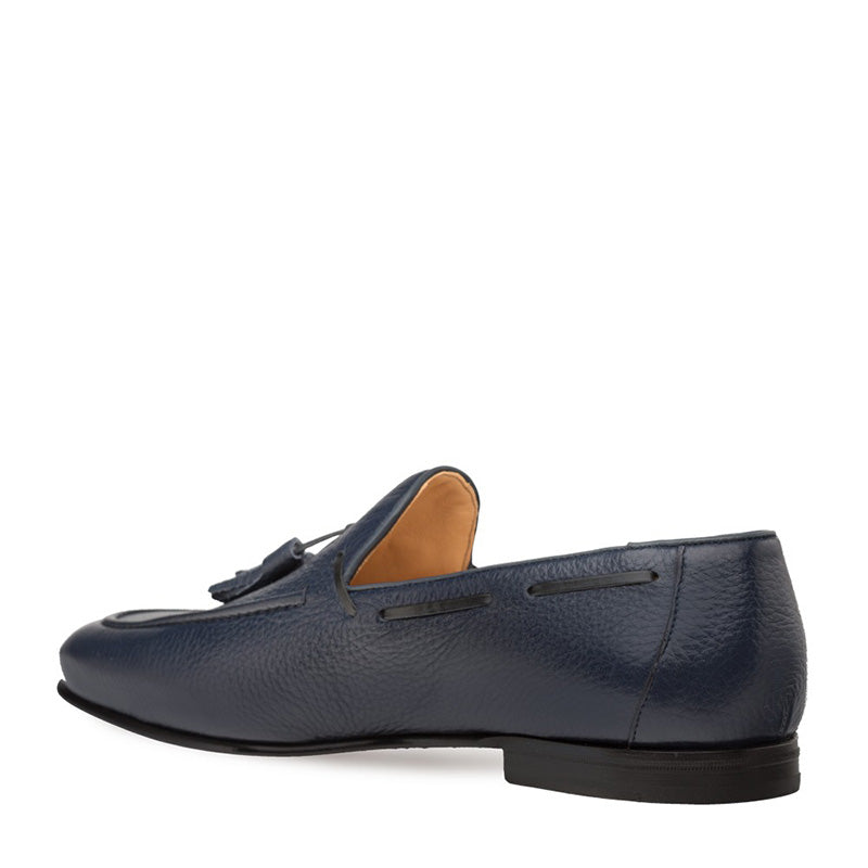 Mezlan Montier Deerskin Tassel Loafer Blue
