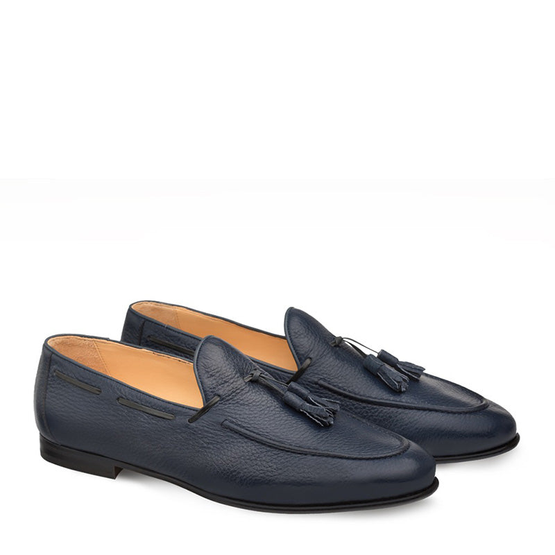 Mezlan Montier Deerskin Tassel Loafer Blue