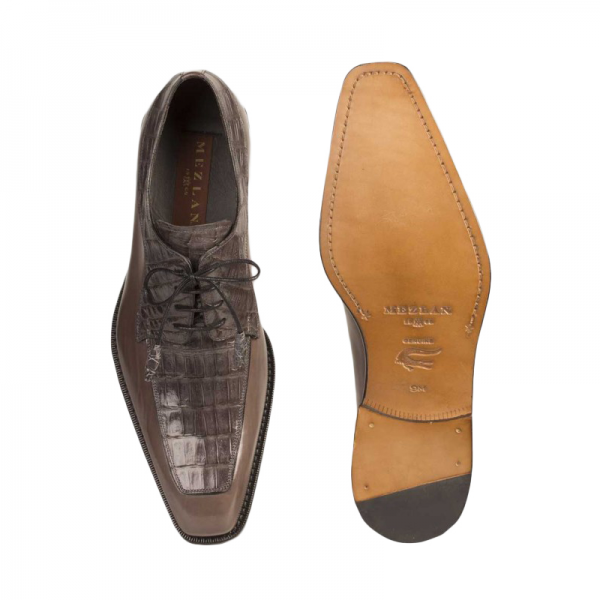 Mezlan Montreal Crocodile Calfskin Shoes Gray