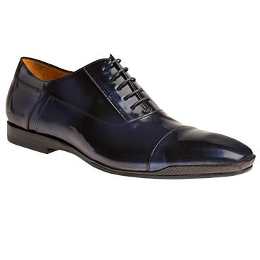 Mezlan Moricone Marbleized Calfskin Cap Toe Shoes Blue