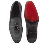 Mezlan Motril Printed Suede Tassel Loafers Black