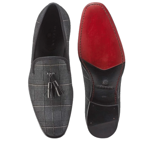 Mezlan Motril Printed Suede Tassel Loafers Black