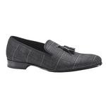 Mezlan Motril Printed Suede Tassel Loafers Black