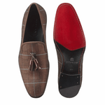 Mezlan Motril Printed Suede Tassel Loafers Brown