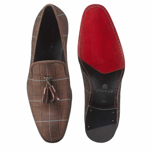 Mezlan Motril Printed Suede Tassel Loafers Brown