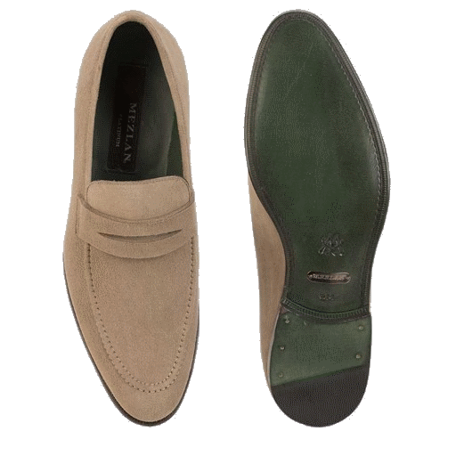 Mezlan Naville Suede Penny Loafers Khaki