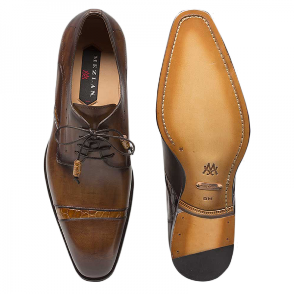 Mezlan Nemesis Calfskin & Alligator Cognac / Camel
