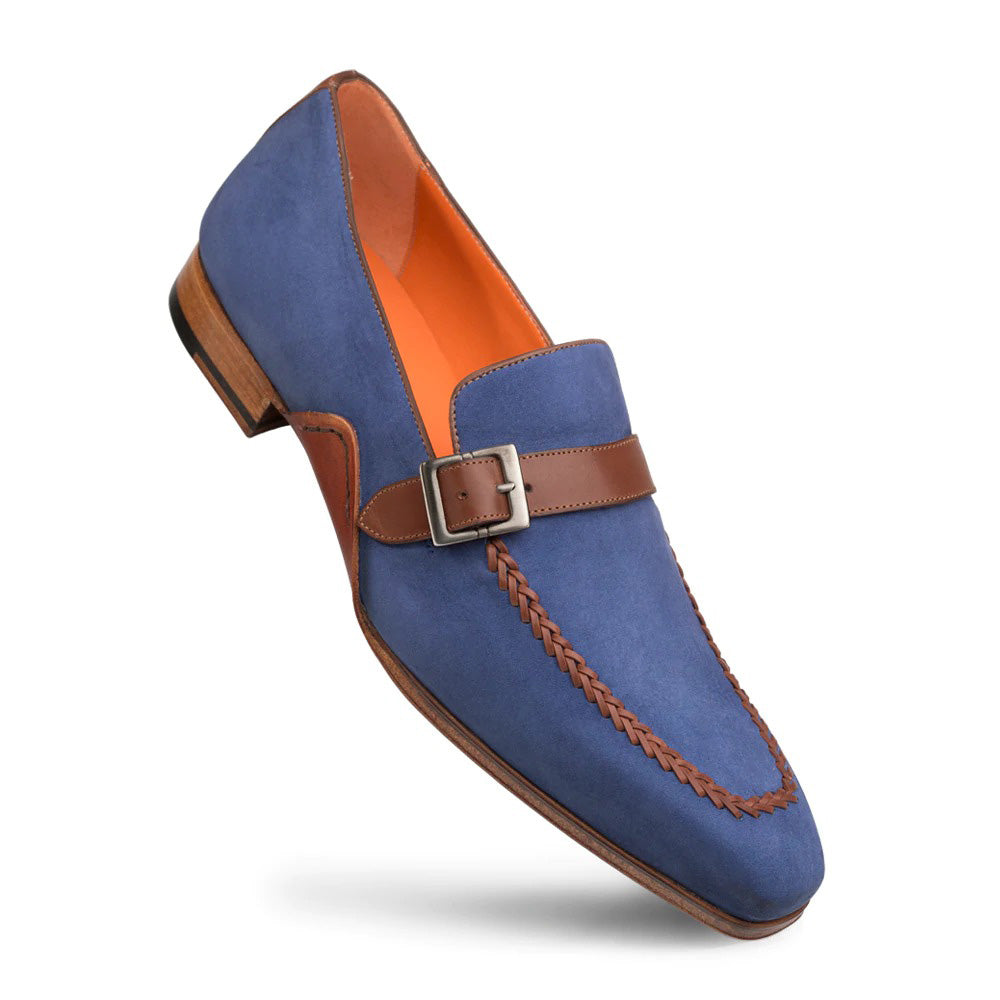 Mezlan Nubuck / Leather Loafers Navy / Cognac