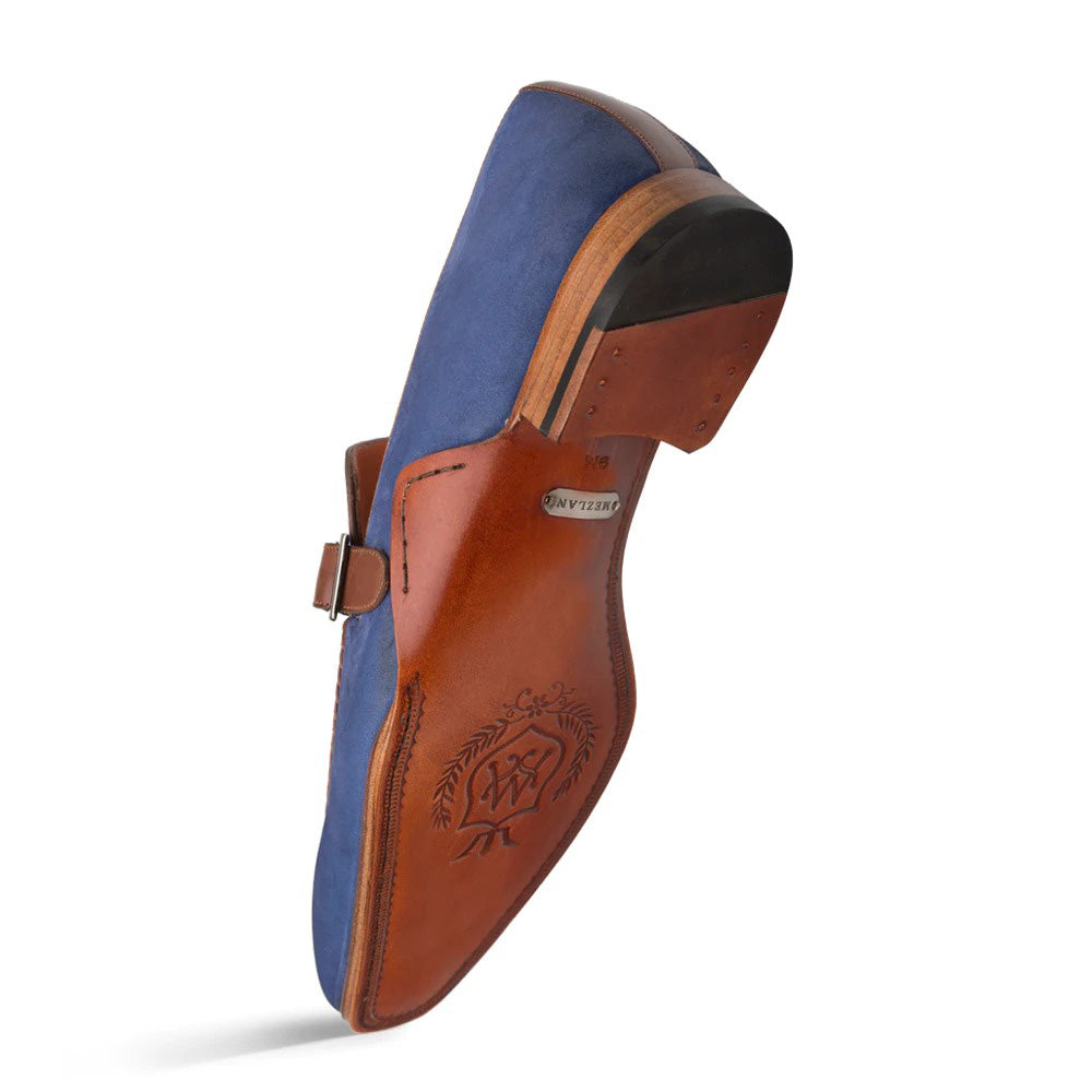 Mezlan Nubuck / Leather Loafers Navy / Cognac