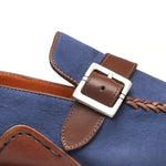 Mezlan Nubuck / Leather Loafers Navy / Cognac