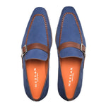 Mezlan Nubuck / Leather Loafers Navy / Cognac