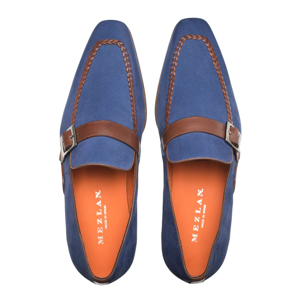 Mezlan Nubuck / Leather Loafers Navy / Cognac