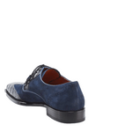 Mezlan Nunez Crocodile & Suede Spectator Shoes Blue / Camel
