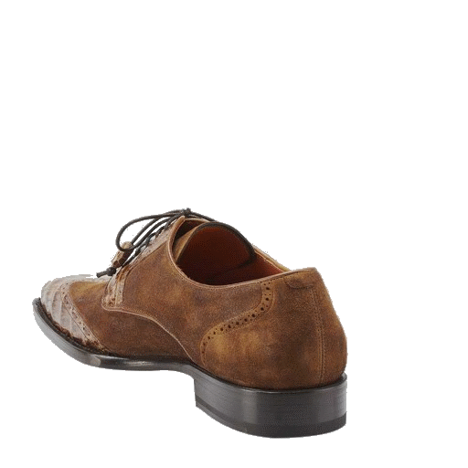 Mezlan Nunez Crocodile & Suede Spectator Shoes Camel / Beige