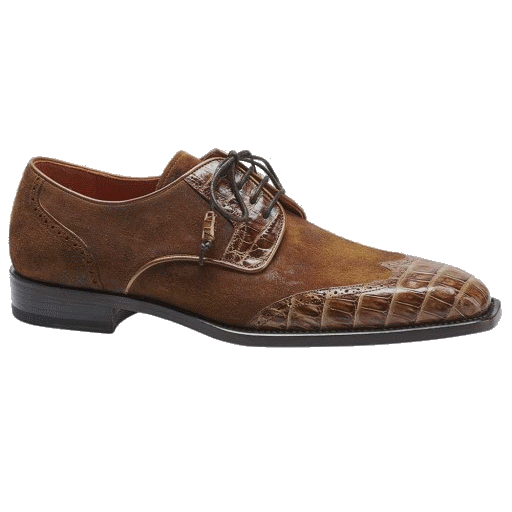 Mezlan Nunez Crocodile & Suede Spectator Shoes Camel / Beige