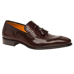 Mezlan Obrador Lizard & Calfskin Tassel Loafers Burgundy