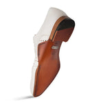 Mezlan Opanka Perforated Leather Derby Shoes Bone