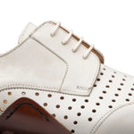 Mezlan Opanka Perforated Leather Derby Shoes Bone
