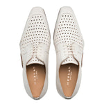 Mezlan Opanka Perforated Leather Derby Shoes Bone